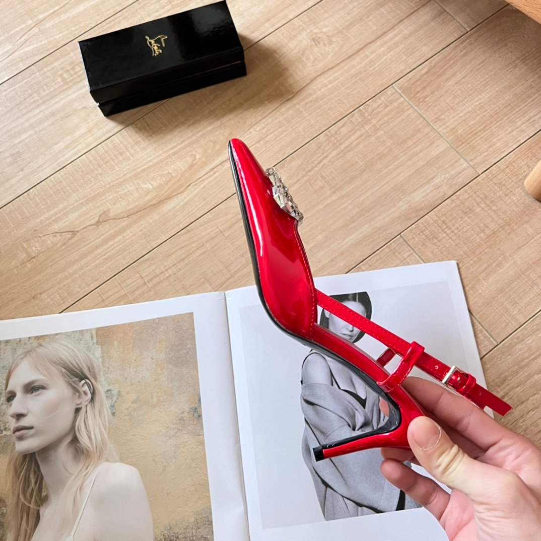 BAL Knife BB Studded Slingback Red Leather - Heels - Image 5