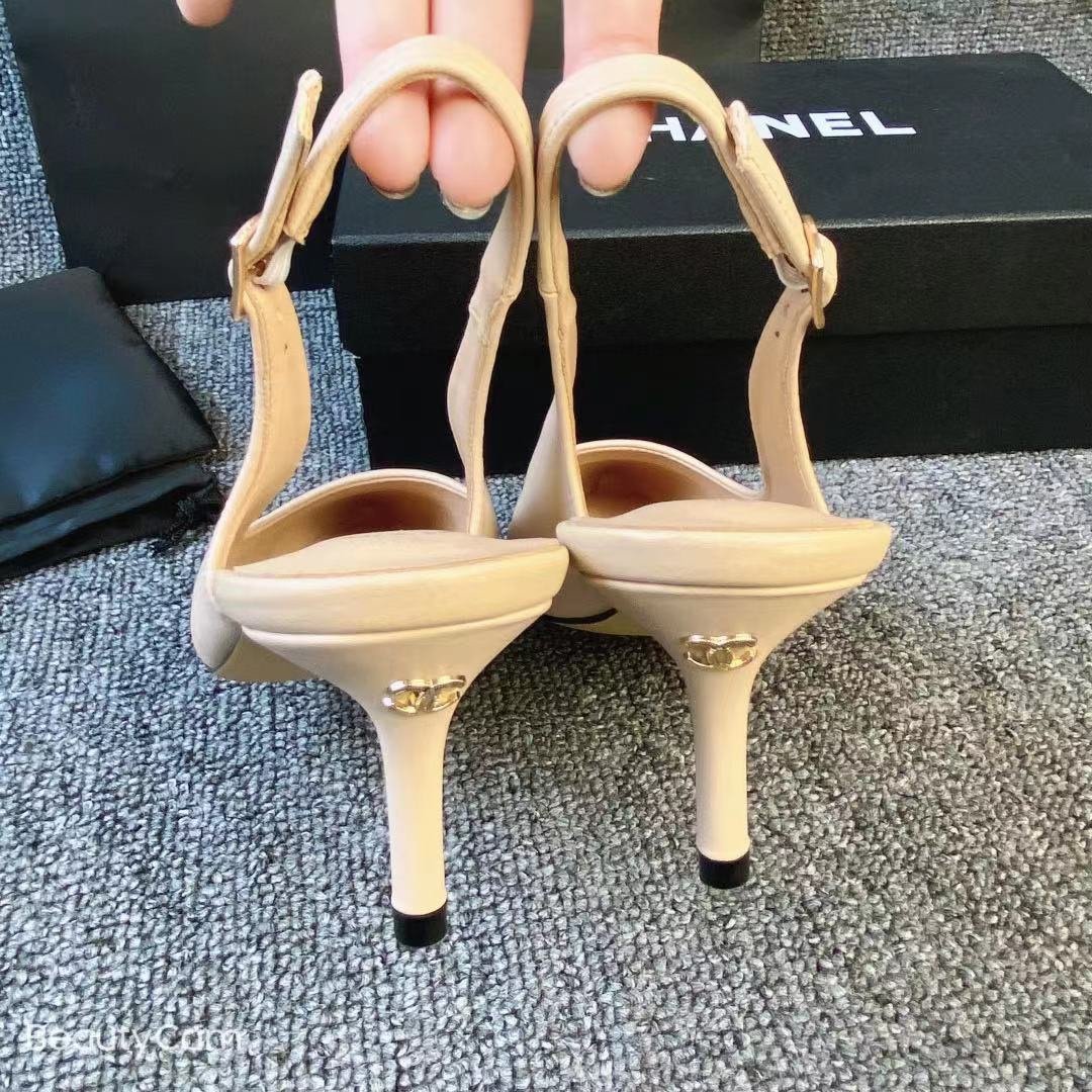 CC Slingback Pumps Beige/Black Leather - Heels - Image 3