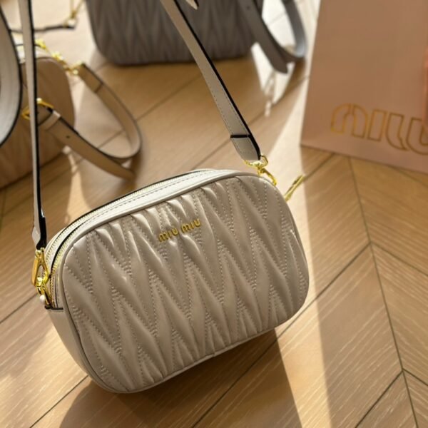 MIU Matelassé Camera Bag White Leather - Bag