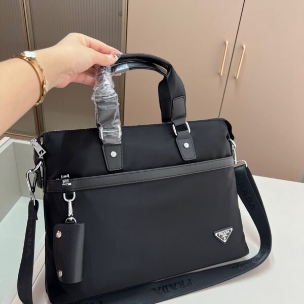 PR Saffiano Leather Briefcase Black Nylon - Bag