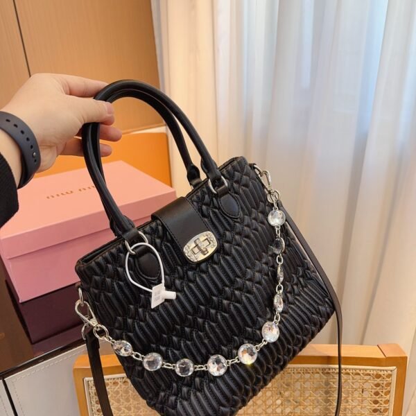 MIU Wander Matelassé Black Leather - Bag