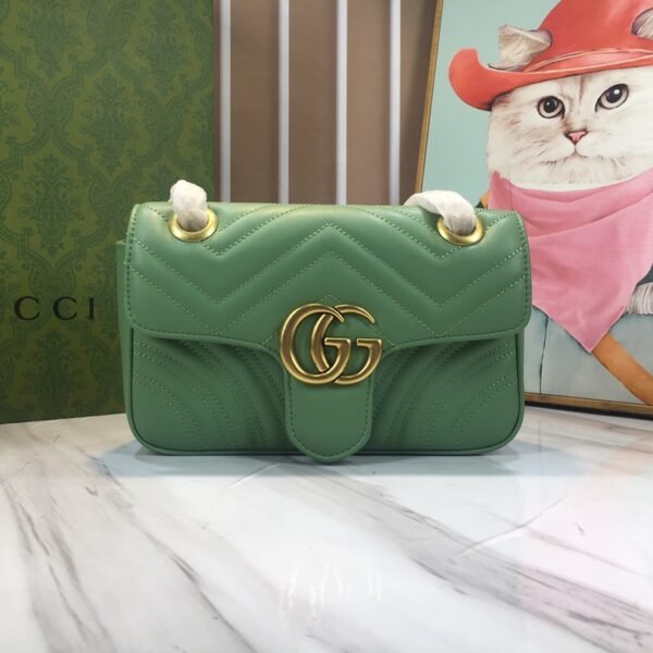 GG Marmont Matelassé Small Green Leather - Bag