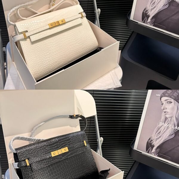 YSL Manhattan Small Croc Embossed Leather - Bag
