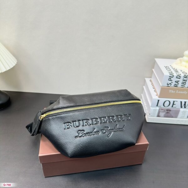 BBR Logo Embossed Belt Bag Black Leather - Belt Bag