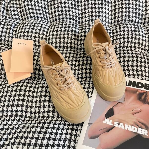 MIU Quilted Lace-Up Sneakers - Sneakers