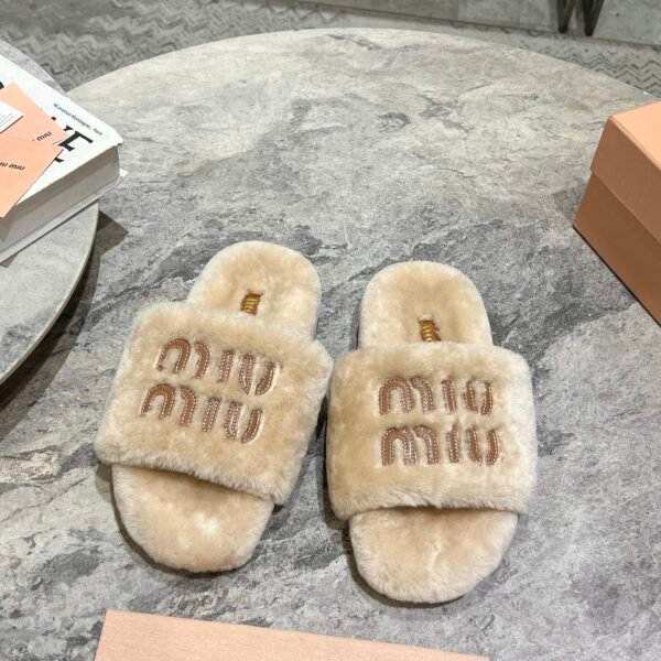 MIU Furry Slippers - Slides