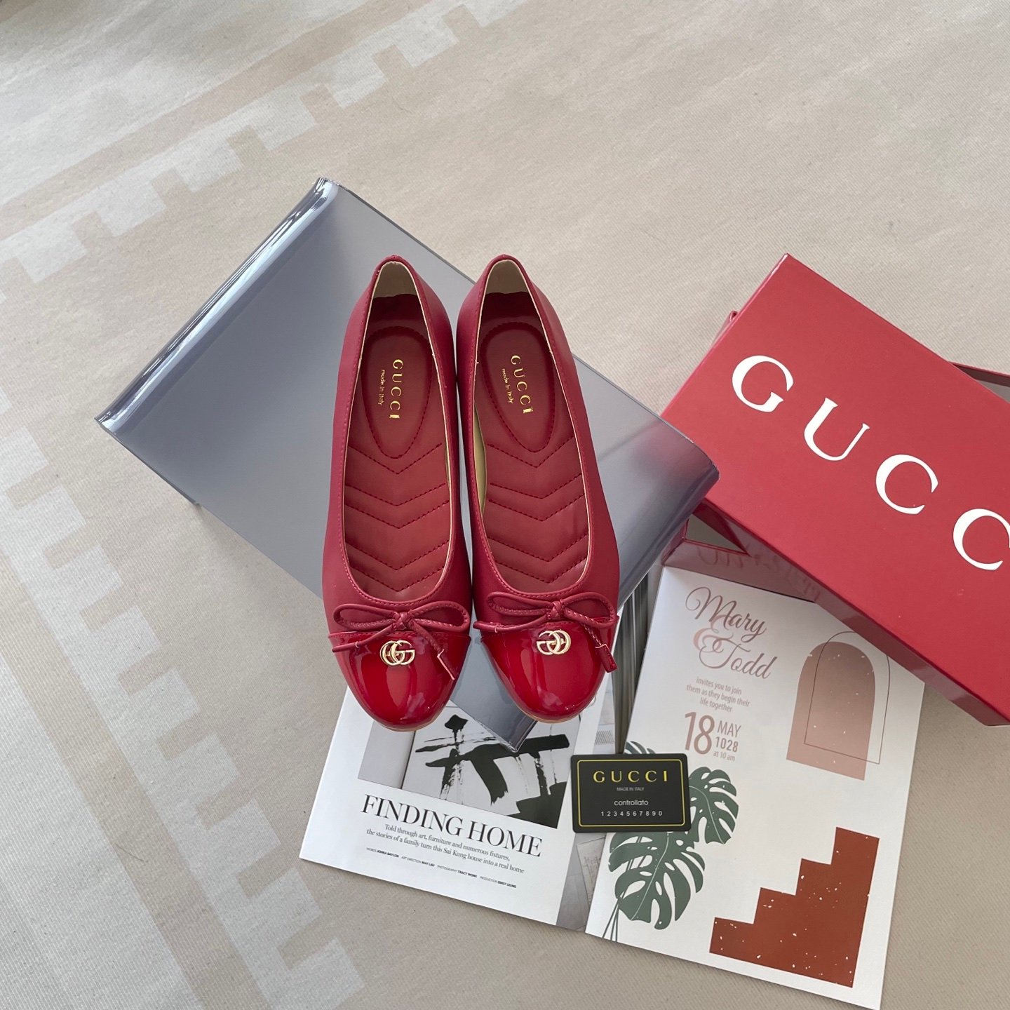GG GG Marmont Ballet Flats Red Patent Leather - Shoes - Image 2