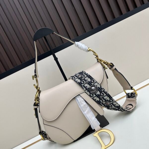 CD Saddle Large Beige Leather - Bag