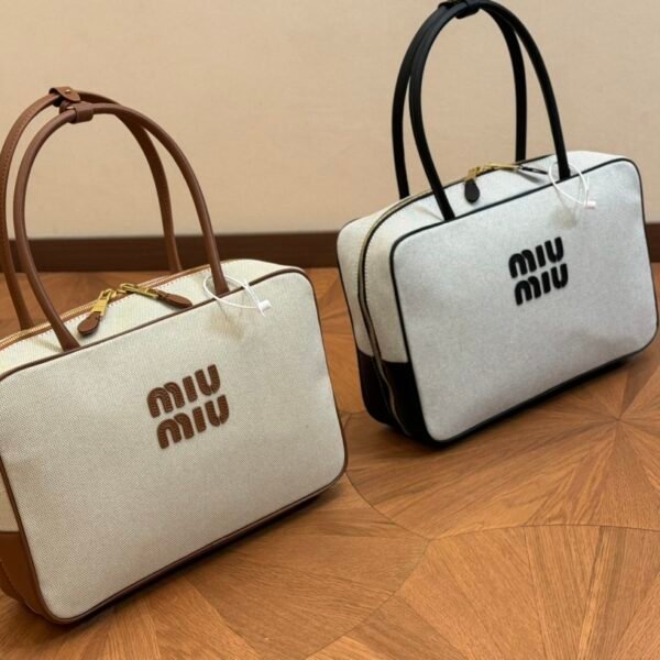 MIU Bowling Bag Beige Canvas - Bag