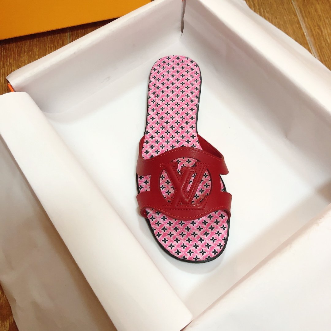 LV Paseo Flat Comfort Mule Red/Monogram - Slides - Image 3