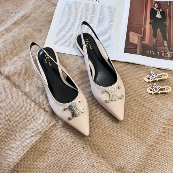 CEL Triomphe Slingback Pumps Beige Leather - Heels