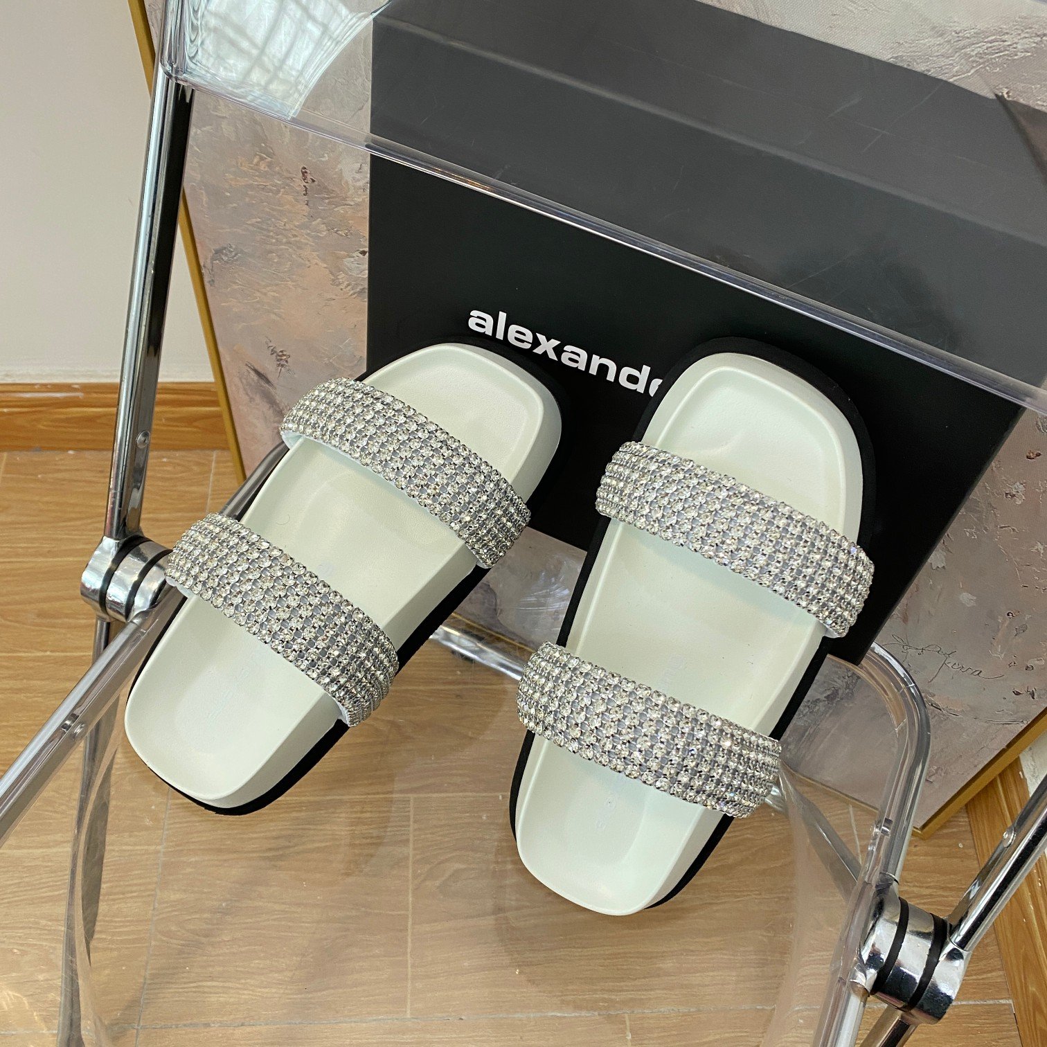 BAL Amelia Crystal Embellished White - Slides - Image 7