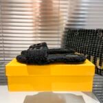 FD FF Shearling Slides Black Shearling – Slides