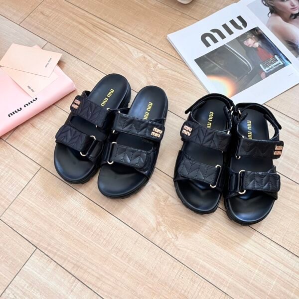 MIU Quilted Velcro Sandals - Sandals