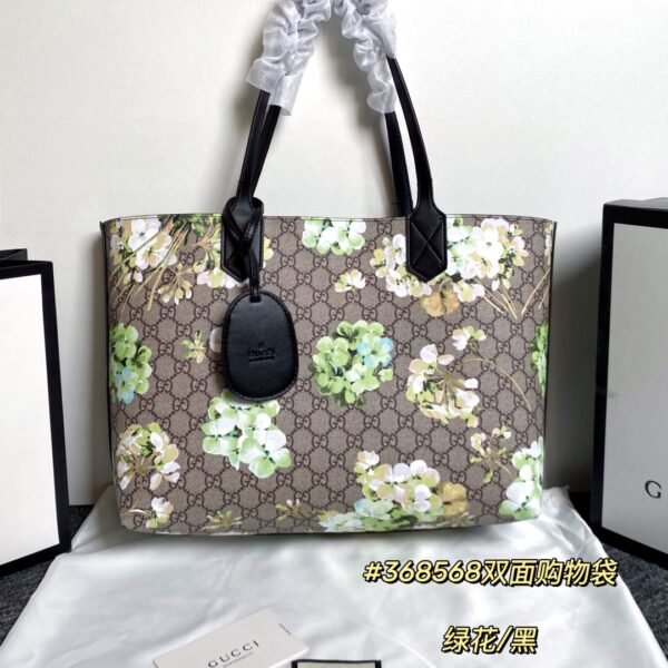 GG Reversible Tote GG Blooms/Black Leather - Bag