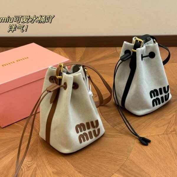 MIU Wander Bucket Beige Canvas - Bag