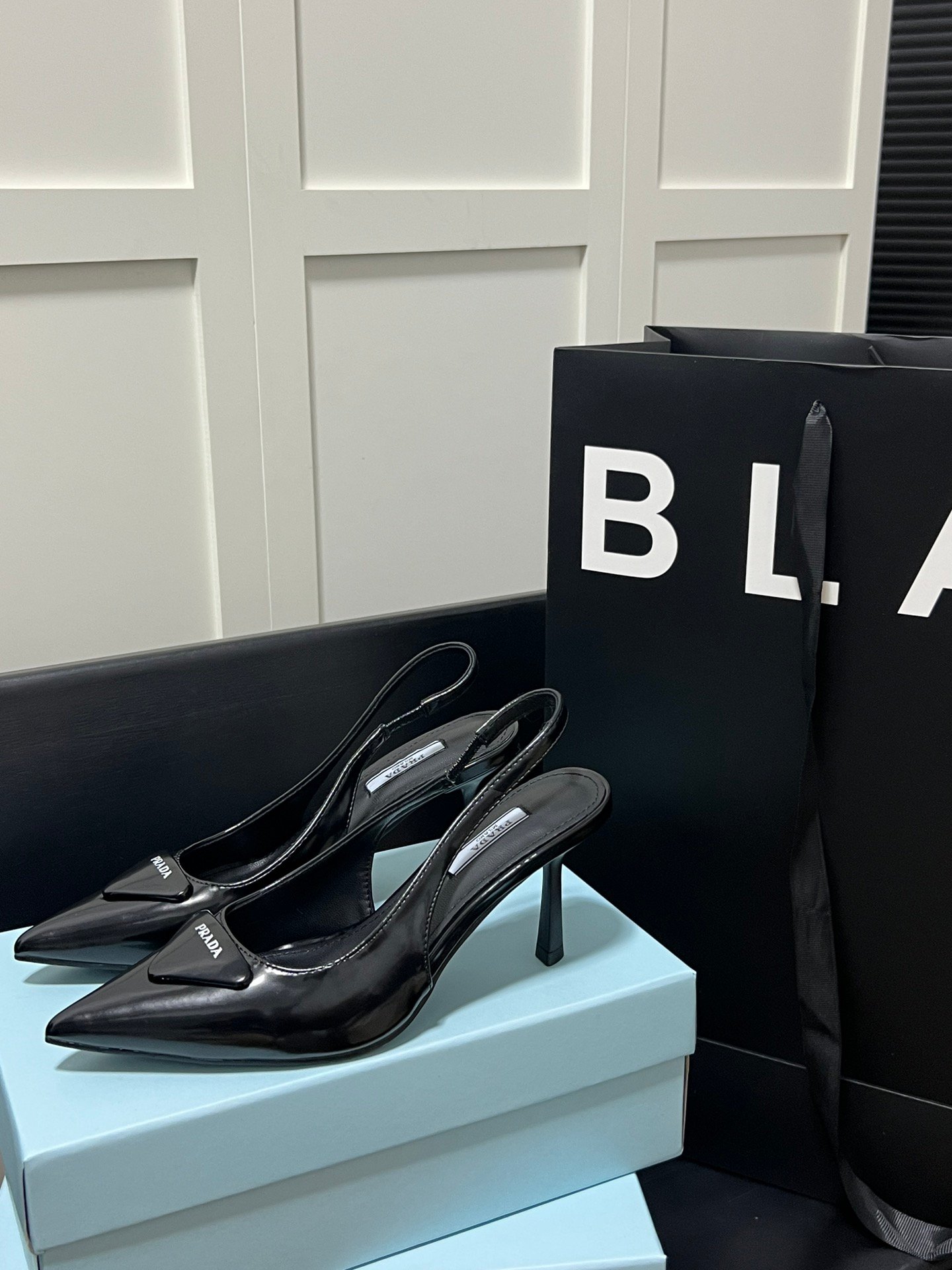 PR Slingback Pointed Toe Pumps Black Patent Leather - Heels - Image 2