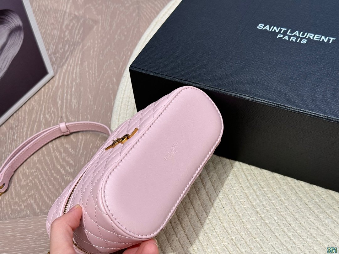 YSL Mini Lou Camera Bag Pink Quilted Leather - Bag - Image 6
