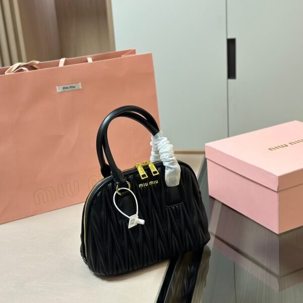 MIU Belle Matelassé Black/Pink/White Leather - Bag