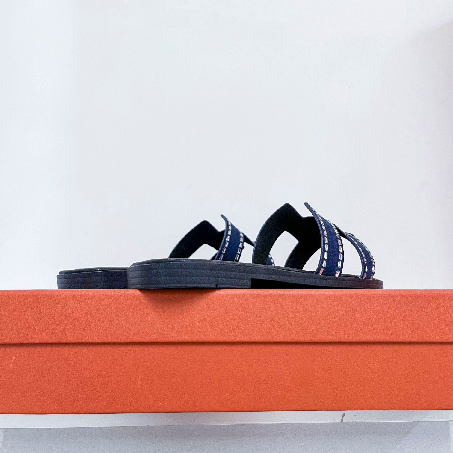 HM Oran Sandals Blue Suede with Crystals - Slides - Image 5