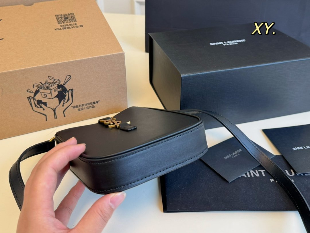 YSL Monogram Phone Holder Black Leather - Bag - Image 5