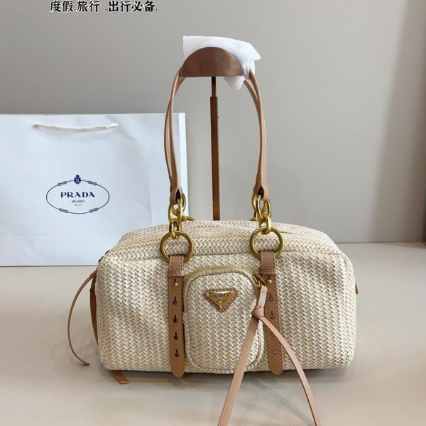 PR Raffia and Leather Shoulder Bag - Bag