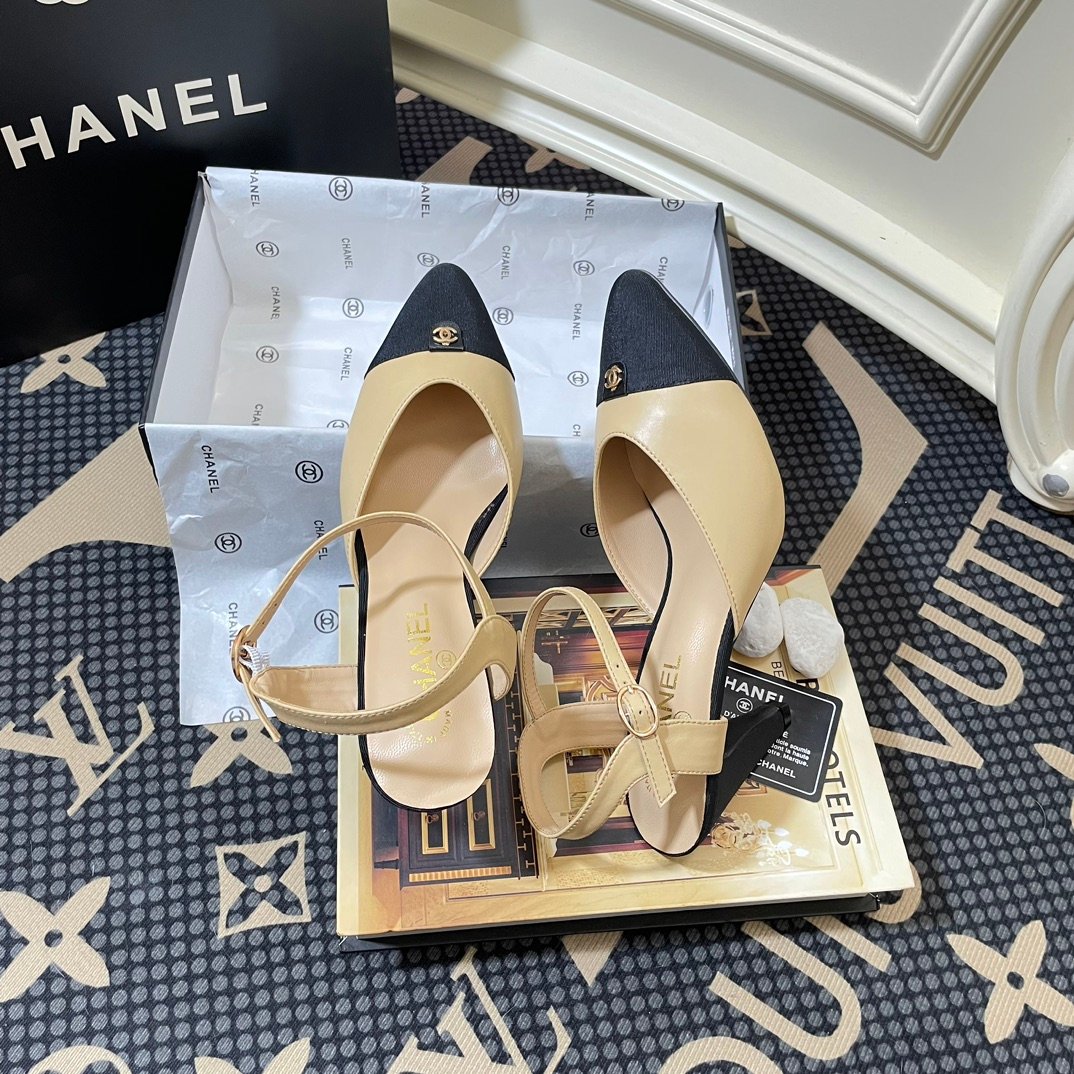 CC Slingback Ballerinas Beige/Black Leather - Heels - Image 4