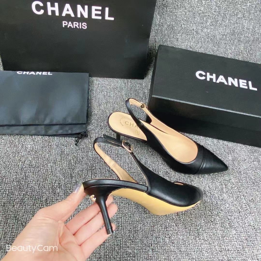 CC Slingback Pumps Black Leather - Heels - Image 5
