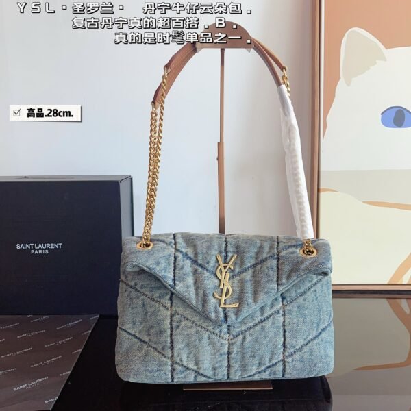 YSL Loulou Puffer Small Denim - Bag