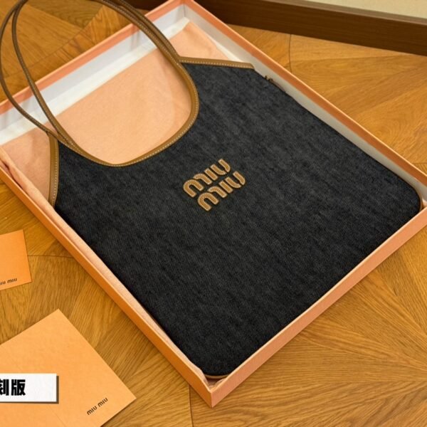 MIU Denim Logo Tote Denim - Bag
