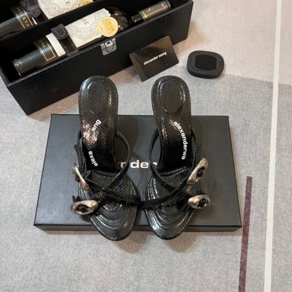 BAL Snake Print Cross Strap Sandals - Heels