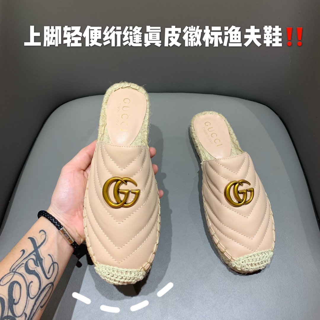 GG GG Marmont Espadrille Beige Leather - Shoes - Image 8