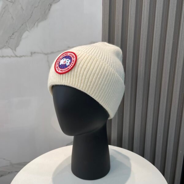 CG Arctic Disc Ribbed Beanie White Wool - Hat