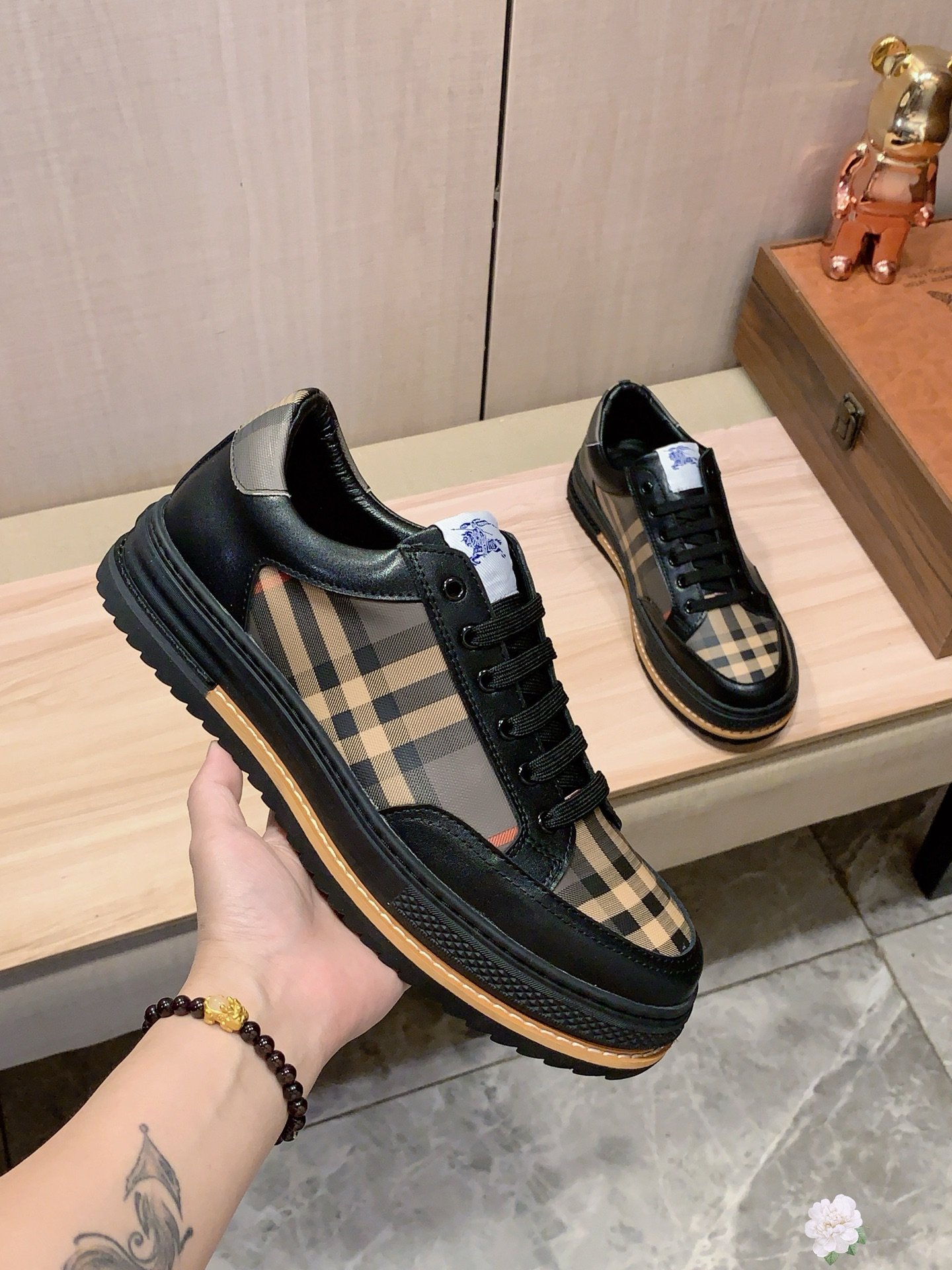 BBR Vintage Check Sneakers Black/Beige - Sneakers - Image 7