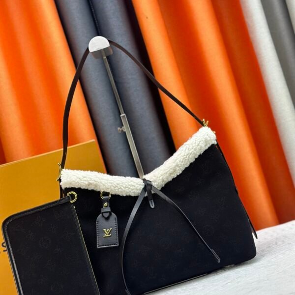 LV Pochette Coussin Black Monogram Shearling - Bag