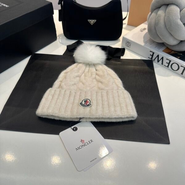 MCL Pom Pom Beanie Cream Wool - Hat