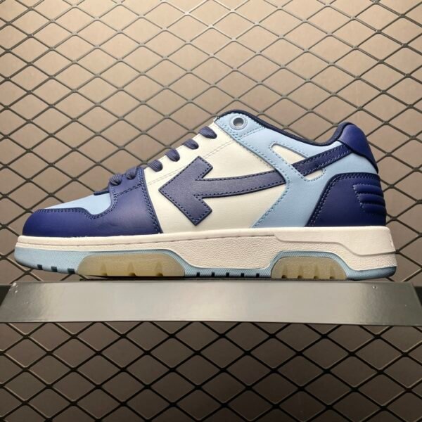 OW Out of Office Low-Top Blue/White Leather - Sneakers
