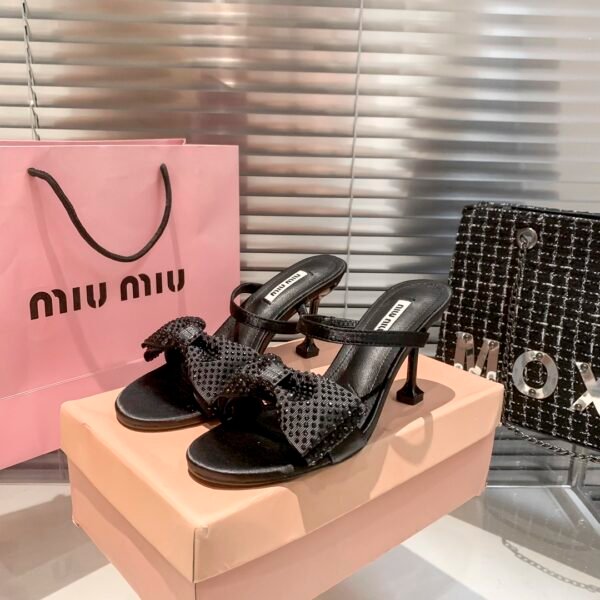 MIU Glitter Bow Sandals - Heels