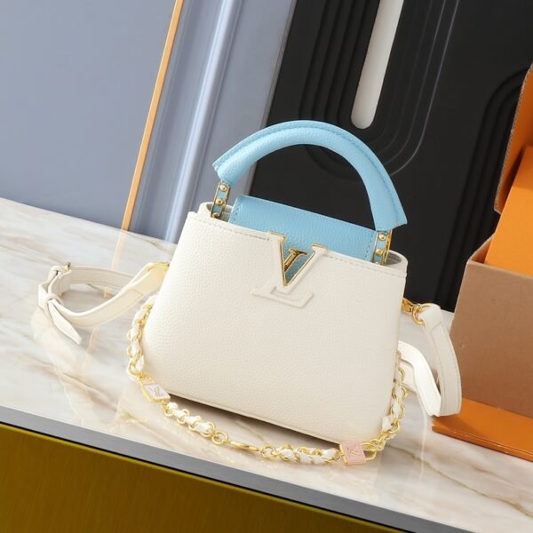 LV Capucines BB White/Blue Leather - Bag