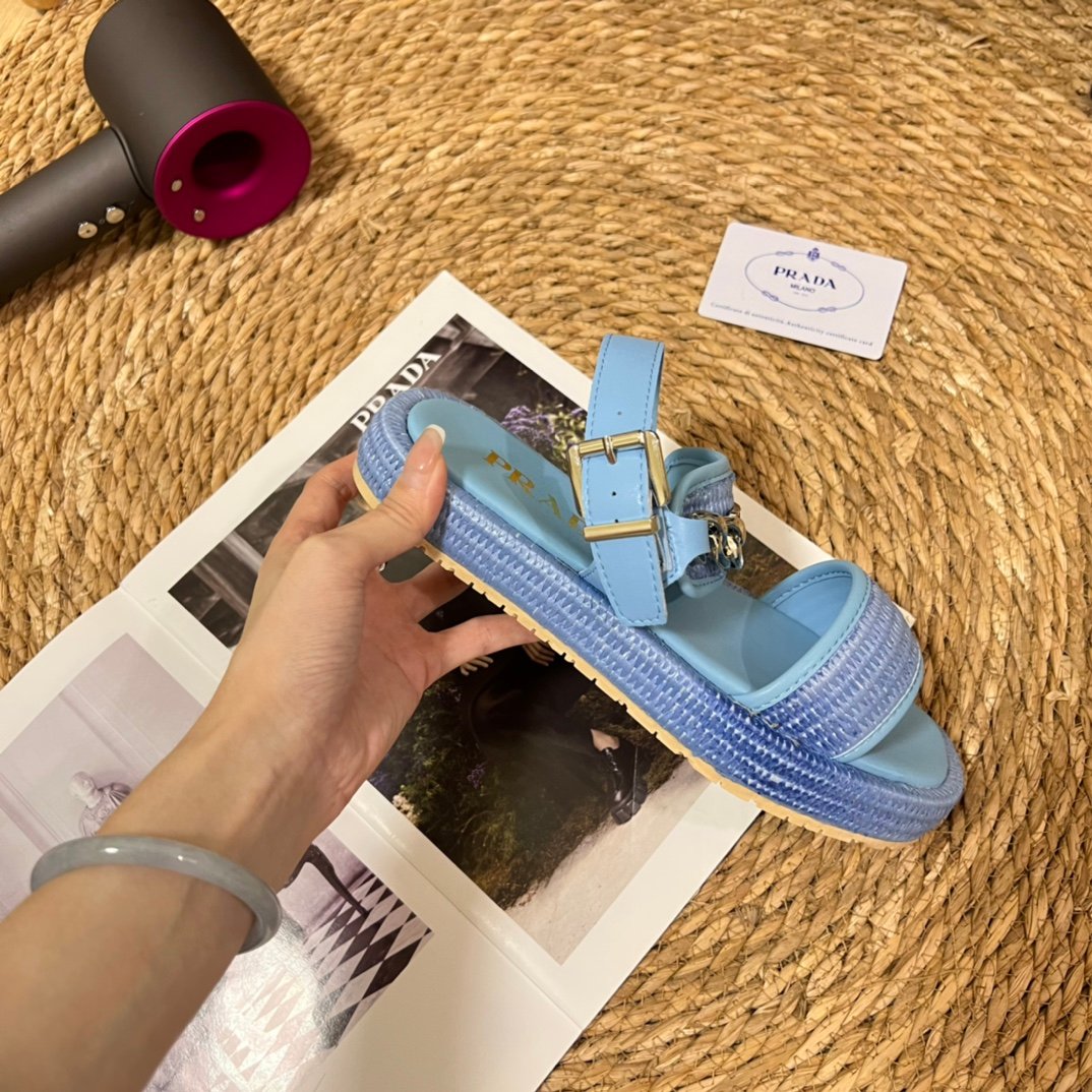 PR Raffia Sandals Blue - Sandals - Image 6