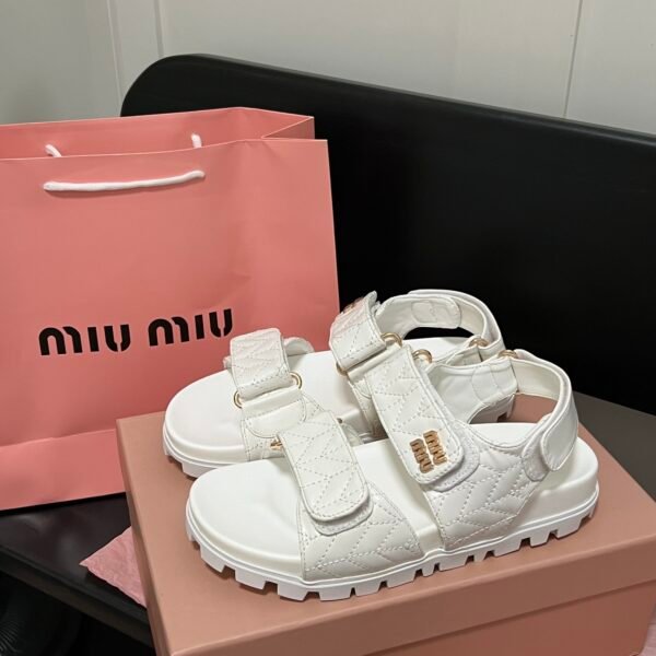 MIU Quilted Velcro Sandals - Sandals