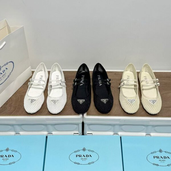 PR Triangle Logo Raffia Mary Jane - Shoes