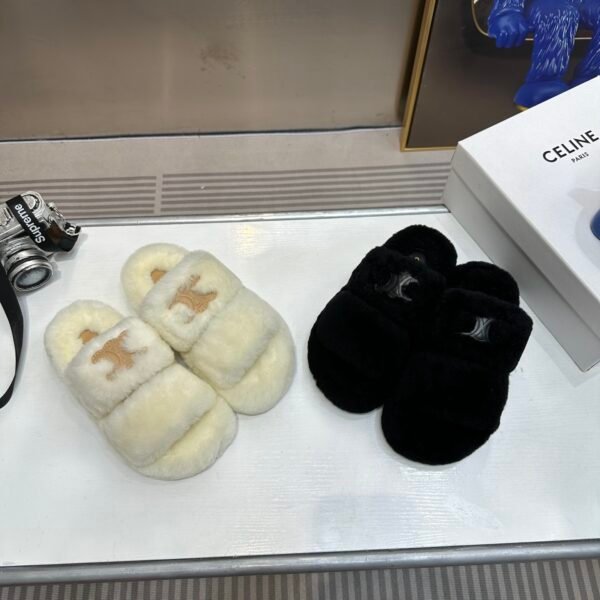 ```CEL Triomphe Shearling Slippers - Slides```