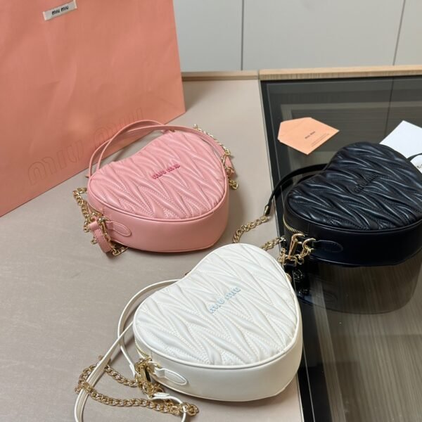 MIU Heart Matelassé Pink Leather - Bag