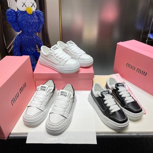 MIU Square-Toed Thick-Soled Sneakers - Sneakers