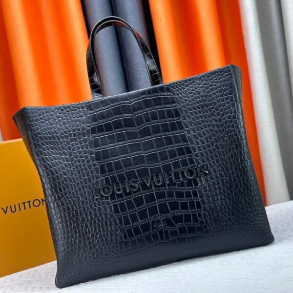 LV Sac Plat Black Crocodile Embossed Leather - Bag