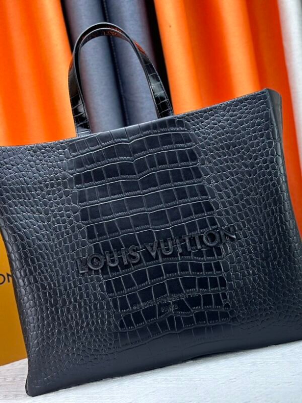 LV Sac Plat Black Crocodile Embossed Leather – Bag