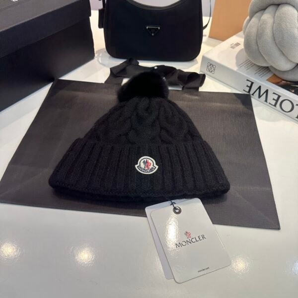 MCL Pom Pom Beanie Black Wool - Hat