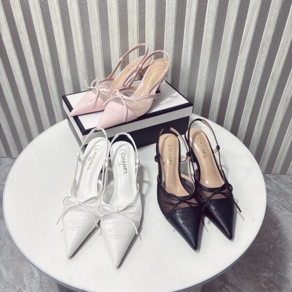 CC Slingback Bow-Tie Mesh Heels - Heels