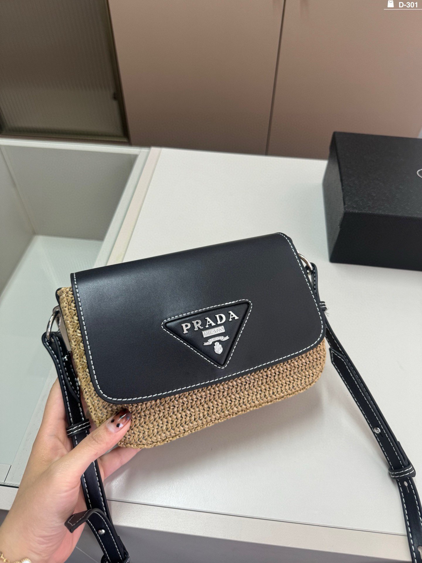 PR Raffia and Leather Camera Bag Natural Raffia/Leather - Bag - Image 2